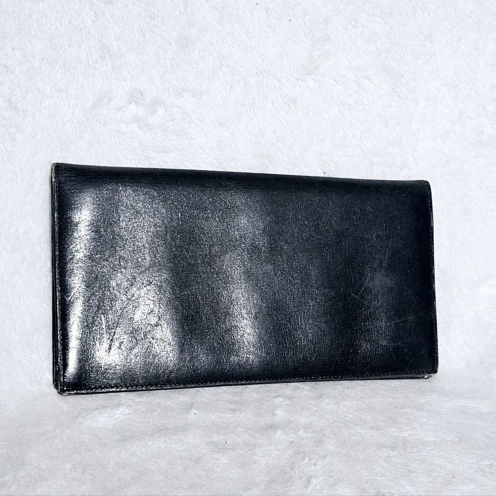 Dunhill Vintage Mens Black Leather Long Coat Wallet